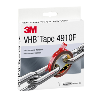 3M VHB Klebeband 4910F, Transparent, 19 mm x 3 m, 1.0 mm, Kurzrolle
