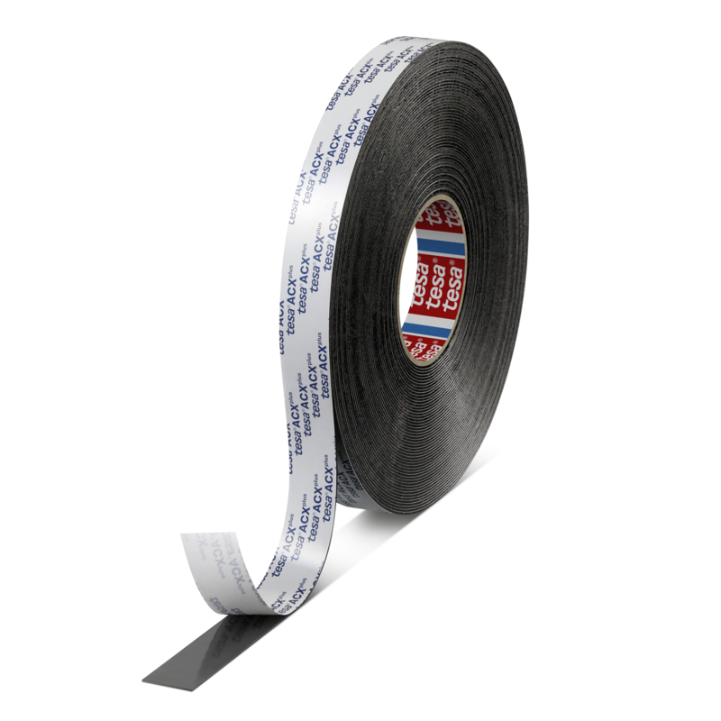 tesa ACXplus 7065 - 25m x 12mm - schwarz - weiße PE-beschichtete Abdeckung